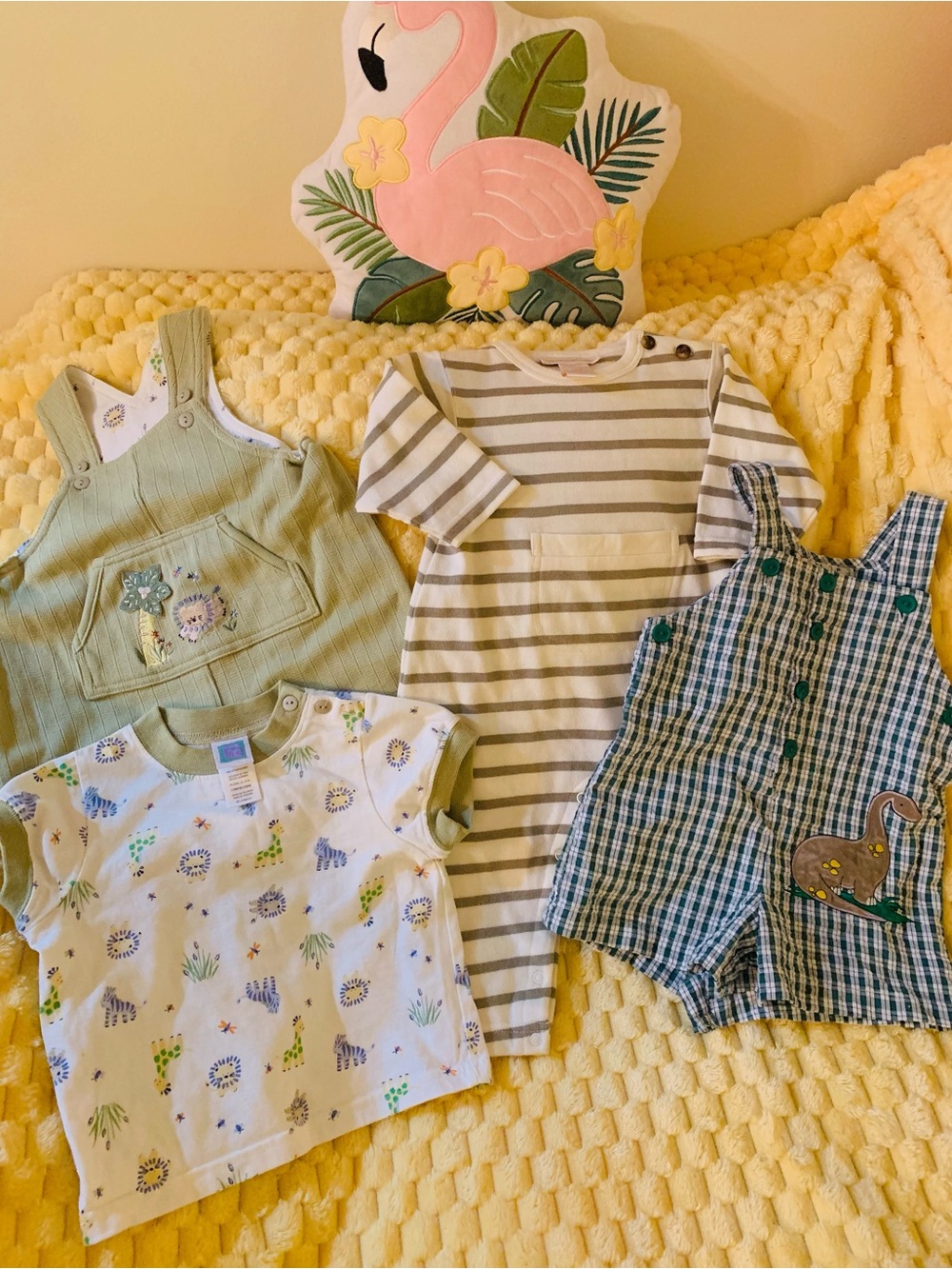 Baby Boys Little Me Lot of 3 Sets 12M  in Neutral Green Safari Tropical Summer